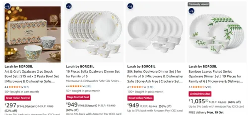 Image of Larah by Borosil Dinner Set at minimum 60% Discount 