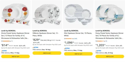 Image of Larah By Borosil Dinner set upto 64% discount 