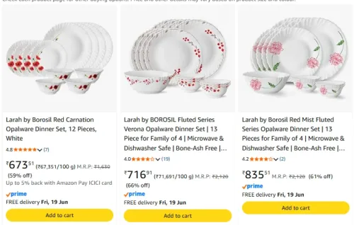 Image of Larah by Borosil Dinner Set up to 66% Discount 