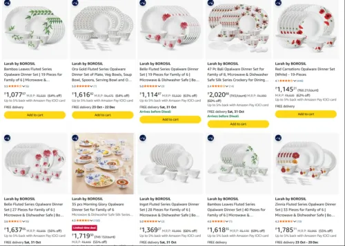 Image of Larah by Borosil Dinner Set up to 69% Discount
