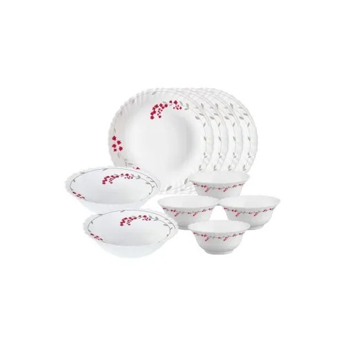 Image of Larah by Borosil Verona Opalware Floral Dinner Set, 10 -Piece, White