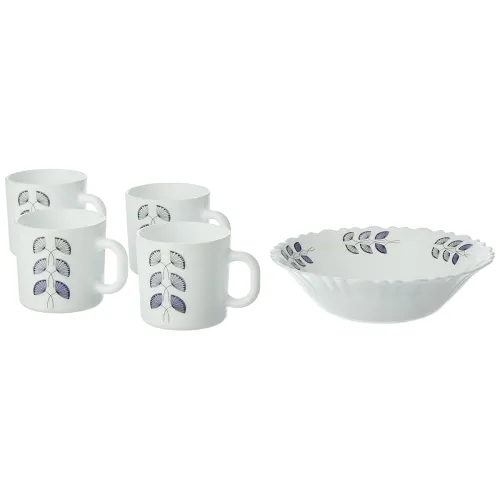 Image of Larah by Borosil Floret Opalware Snack Set, 5-Pieces