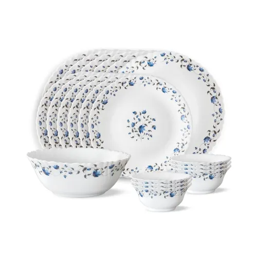 Image of Larah by Borosil Fluted Series Helena Opalware Dinner Set 19 Piece