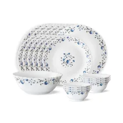 Larah by Borosil Fluted Series Helena Opalware Dinner Set 19 Piece