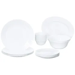 Larah by Borosil Fluted Series Snow Opalware Dinner Set | 21 Piece for Family of 6 | Microwave & Dishwasher Safe | Bone-Ash Free | Crockery Set for Dining & Gifting | Plates & Bowls | White