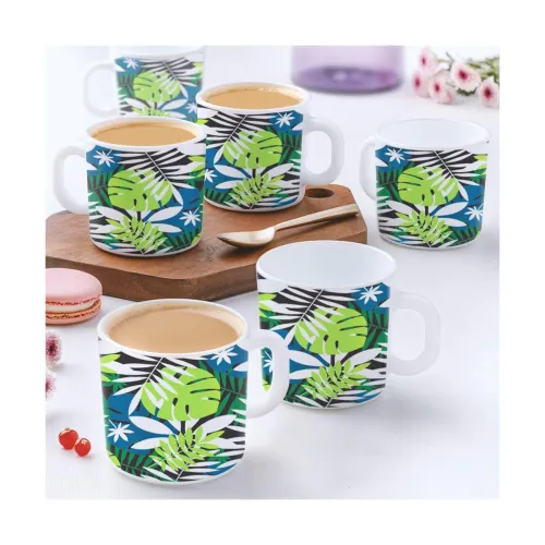 Image of Larah by BOROSIL Forest Opalware Mug, Set of 12 Tea/Coffee Mugs, 180 ml Each, Microwave & Dishwasher Safe, Bone-Ash Free