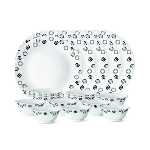 Image of Larah by Borosil Glass UniverseThali Set (White) - 18 Pieces