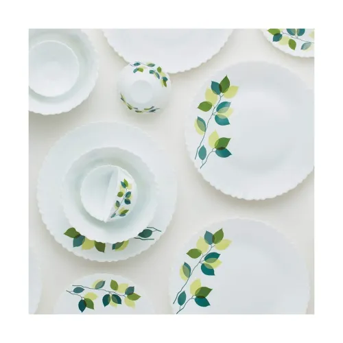 Image of Larah by Borosil Green Dinner Set 35 Pieces