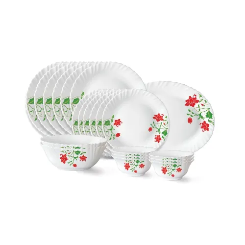 Image of Larah by Borosil Hazel Fluted Series Opalware Dinner Set 21 Pieces