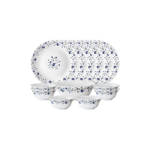 Image of Larah by Borosil Helena Opalware Dinner Set, 13 Pieces, White