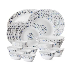 Larah by Borosil Helena Opalware Dinner Set, 33-Pieces