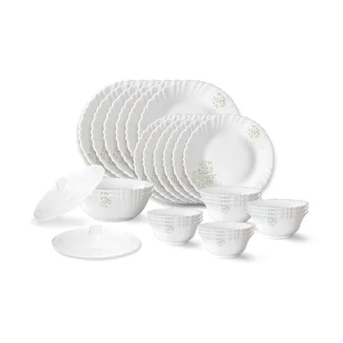 Image of Larah by Borosil Ingot 28-Piece Fluted Opalware Dinner Set