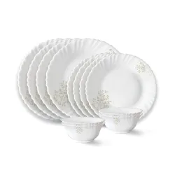 Larah by Borosil Ingot Fluted Series Opalware Dinner Set | 12 Pieces for Family of 4 | Microwave & Dishwasher Safe | Bone-Ash Free | Crockery Set for Dining & Gifting | Plates & Bowls | Whit...