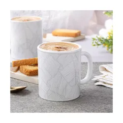 Larah by BOROSIL 320ml x 2pc Opalware Ivy Tea / Coffee Mug Set, Microwave & Dishwasher Safe Embossed Design Crockery Ide