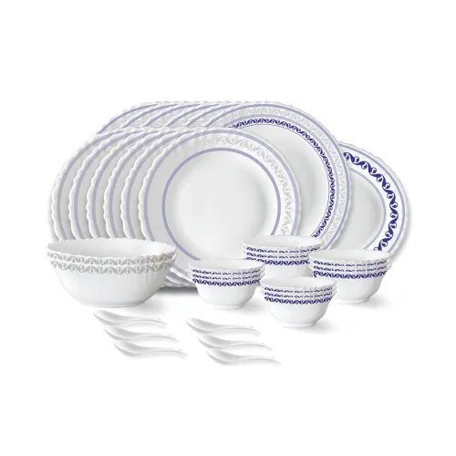 Image of Larah by Borosil Jazzblue Fluted Series Opalware Dinner Set