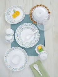 Larah by BOROSIL Jupiter Kosmo Silk Series White Geometric Opalware Microwave