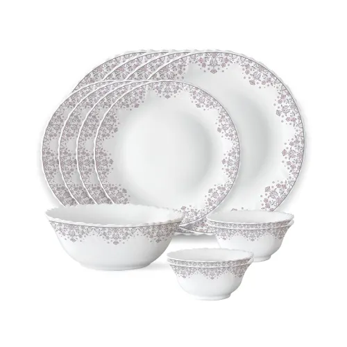 Image of Larah by Borosil Lark Fluted Series Opalware Dinner Set