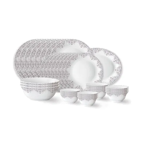 Image of Larah by Borosil Lark Fluted Series Opalware Dinner Set