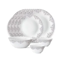 Larah by Borosil Lark Fluted Series Opalware Dinner Set