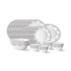 Larah by Borosil Lark Fluted Series Opalware Dinner Set