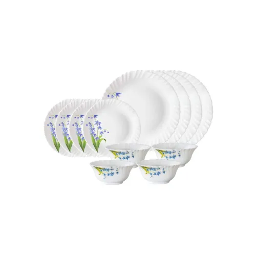 Image of Larah by Borosil Lavender Opalware Dinner Set, 12 Pieces, White