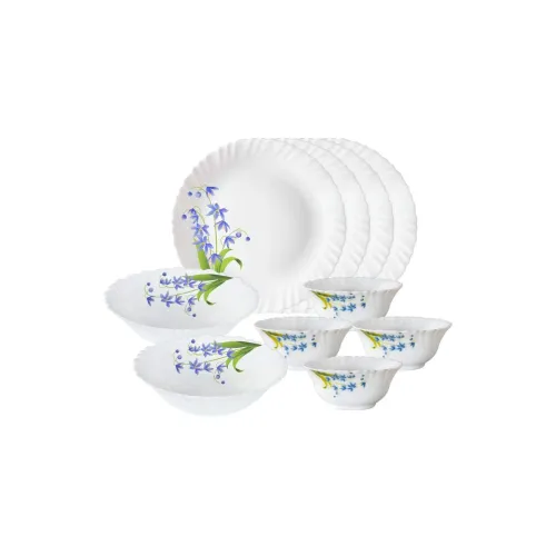 Image of Larah By Borosil Lavender Opalware Floral Dinner Set, 10 -Piece