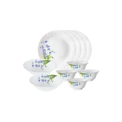Larah By Borosil Lavender Opalware Floral Dinner Set, 10 -Piece