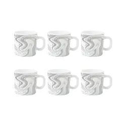 Larah by Borosil Marble Opalware Mug Set