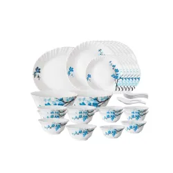 Larah by Borosil Mimosa Opalware Dinner Set, 33-Pieces