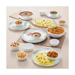 Larah By Borosil Moon Mia Dinner Set 27 Pcs Opal Glass Dinner Plates & Bowls