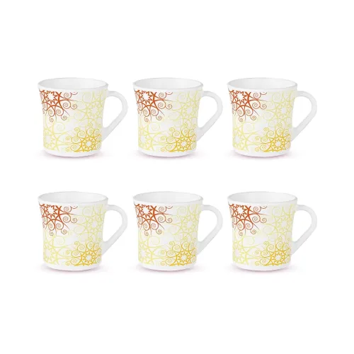 Image of Larah by BOROSIL Crysta Series Zoya Opalware Mug Set of 6