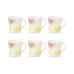 Larah by BOROSIL Crysta Series Zoya Opalware Mug | Set of 6 Tea/Coffee Mugs, 160 ml Each | Microwave & Dishwasher Safe, Bone-Ash Free | Crockery Set Ideal for Daily Use & Gifting | White