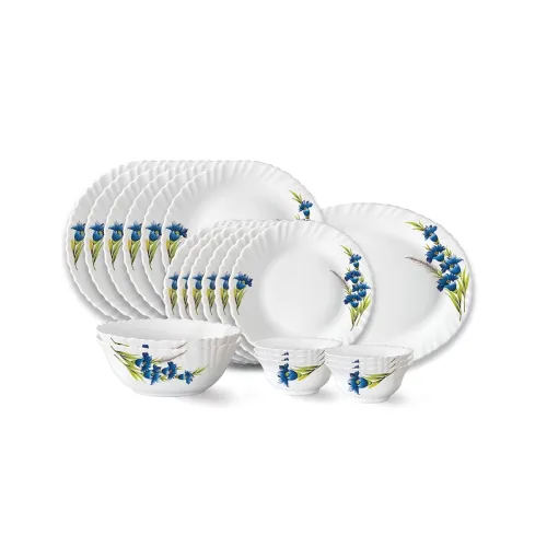 Image of Larah by Borosil Nina Fluted Series Opalware Dinner Set 21 Pieces