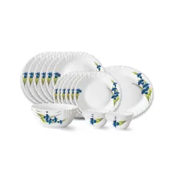 Larah by Borosil Nina Fluted Series Opalware Dinner Set 21 Pieces