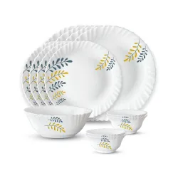 Larah by Borosil Niva Fluted Series Opalware Dinner Set | 13 Pieces for Family of 4 | Microwave & Dishwasher Safe | Bone-Ash Free | Crockery Set for Dining & Gifting | Plates & Bowls | White