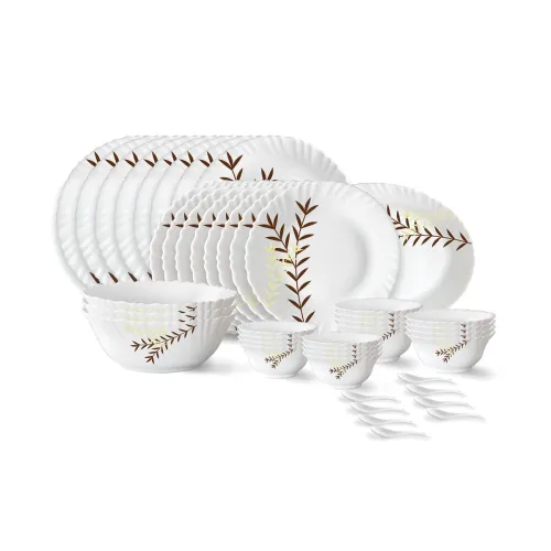 Image of Larah by Borosil Oak Fluted 44-Piece Opalware Dinner Set 
