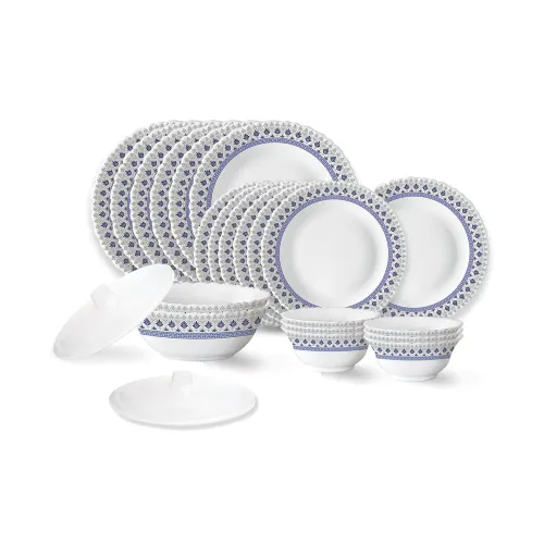 Image of Larah by Borosil Ocean Fluted Series Opalware Dinner Set 23 Pieces