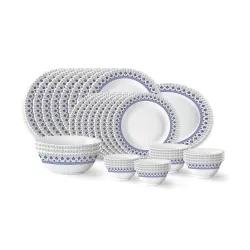 Larah by Borosil Ocean Fluted Series Opalware Dinner Set