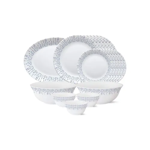 Image of Larah by Borosil - Tiara Series 21 Pcs Opalware Dinner Set