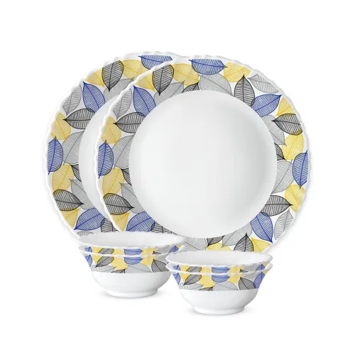 Image of Larah by Borosil Silk Series Kora Opalware Dinner Set 6 Pieces for Family of 2 