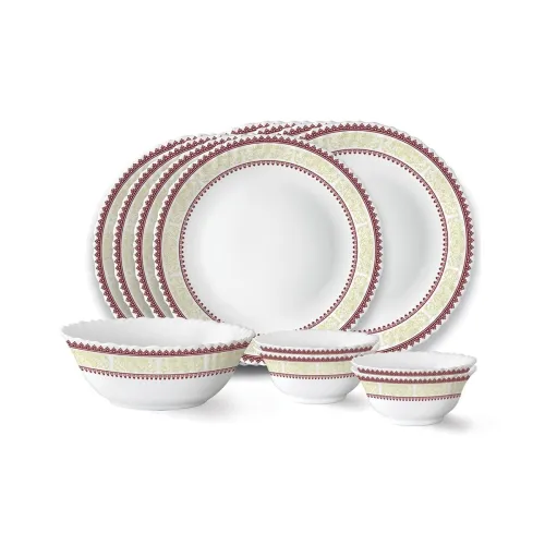 Image of Larah by Borosil Elega Flute d Series Opalware Dinner Set 