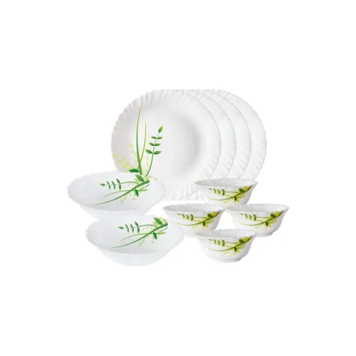 Image of Larah by BOROSIL Green Herbs Opalware Dinner Set 10 Piece