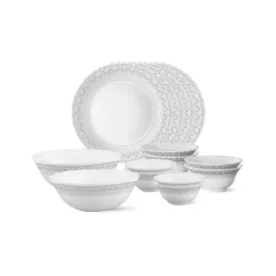 Larah by Borosil Opalware Dinner Set Microwave & Dishwasher Safe | Bone-Ash Free | Crockery Set for Dining & Gifting | Plates & Bowls (Classic, 14pc)