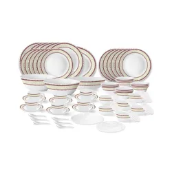 Larah by Borosil Elega Fluted Series Opalware Dinner Set 