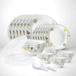 Larah by Borosil Opalware Dinner Set (Pack of 34 )