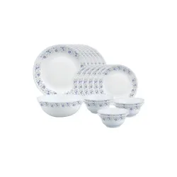 Larah By Borosil Mist Opalware Dinner Set, 19 Pieces