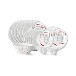 Larah by Borosil Boro Fluted Series Opalware Dinner Set | 21 Pieces for Family of 6 | Microwave & Dishwasher Safe | Bone-Ash Free | Crockery Set for Dining & Gifting | Plates & Bowls | White