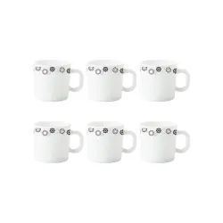 Larah by Borosil - Universe Opalware Mug Set, 6-Pieces, White