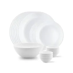 Larah by BOROSIL Orbit Series 19 Pieces Opalware Solid Dinner Set