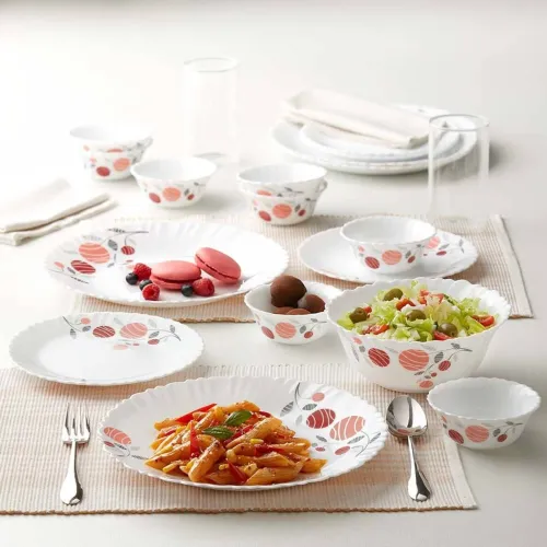 Image of Larah by Borosil Pack of 13 Opalware Dahlia Dinner Set